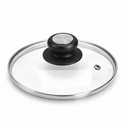 Couvercle en verre avec bouton noir et soupape vapeur