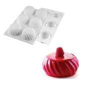 Moule silicone Silikomart 6 empreintes avec entremets framboise
