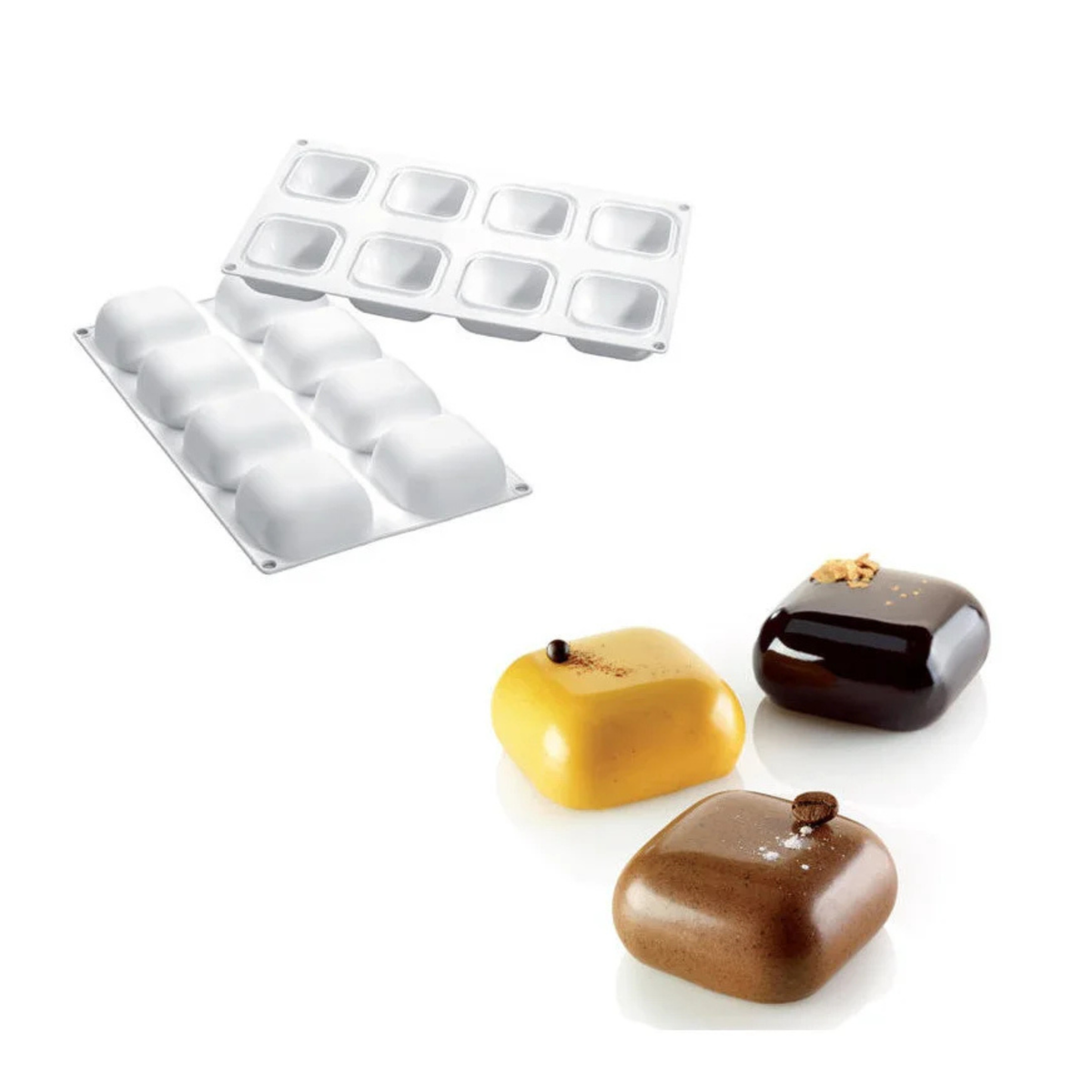 Moule silicone 8 Carrés bombés – Présentation