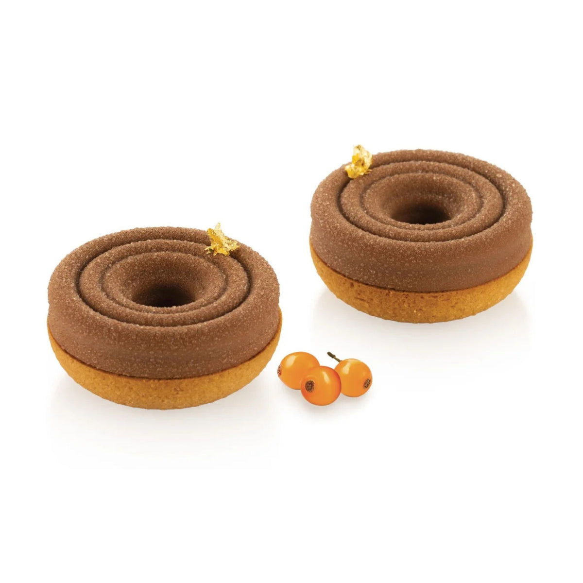 Entremets individuels chocolat en forme de tourbillon réalisés avec moule Silikomart