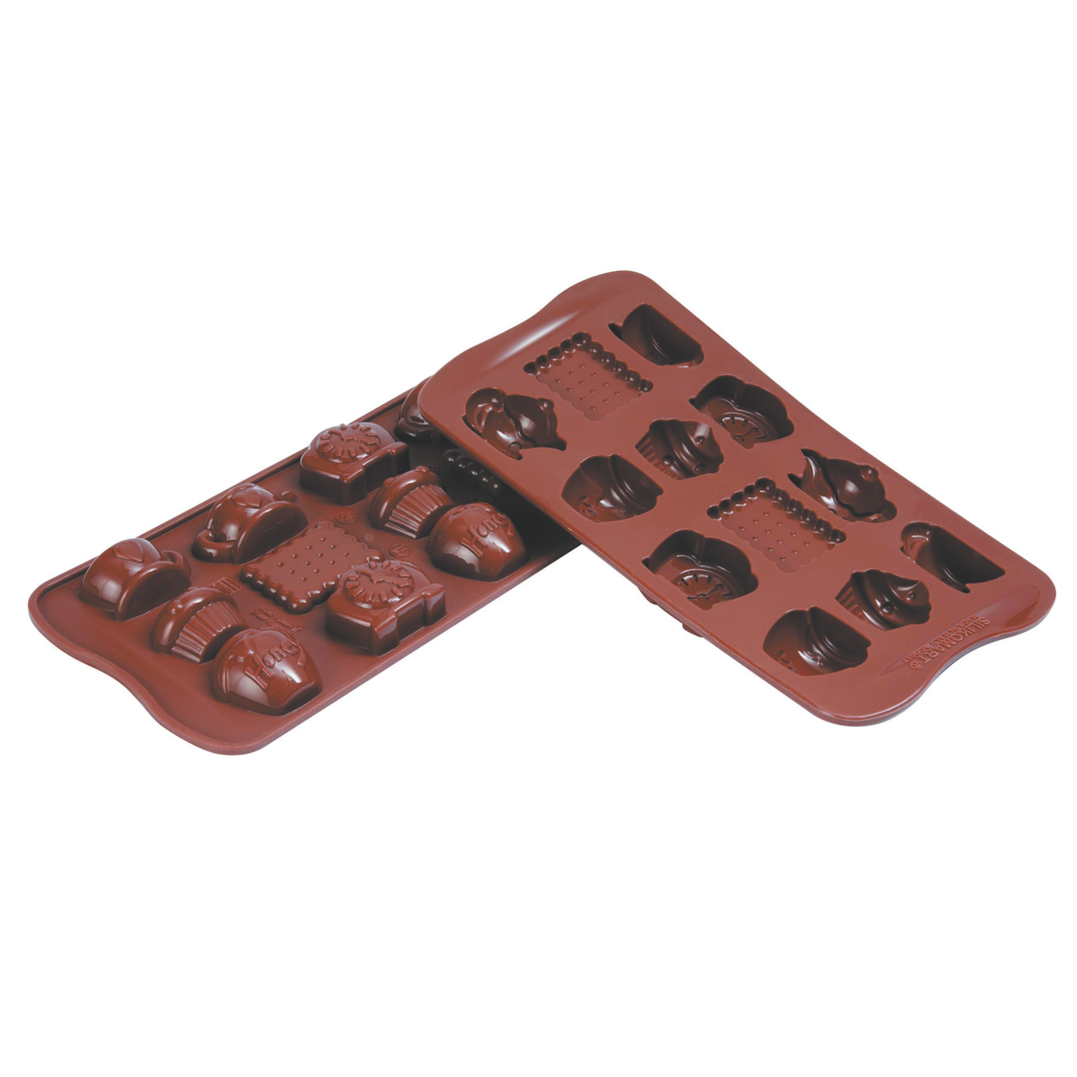 Moule en silicone pour chocolats aux formes variées : biscuits, cupcakes et gourmandises