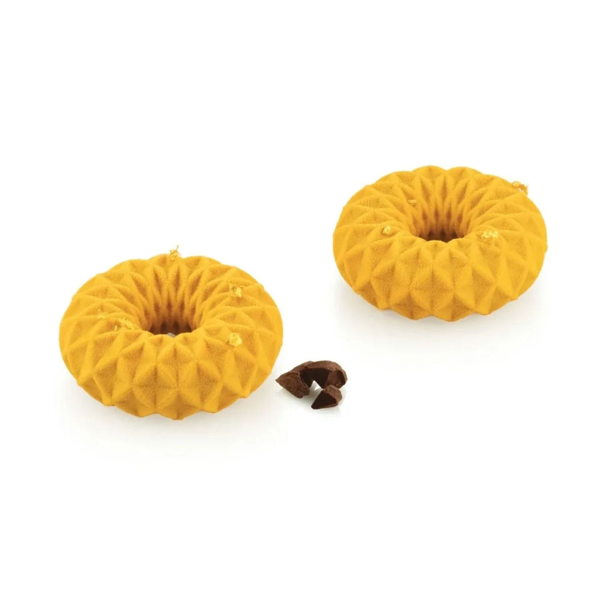 Entremets individuels en forme de couronne facettée jaune