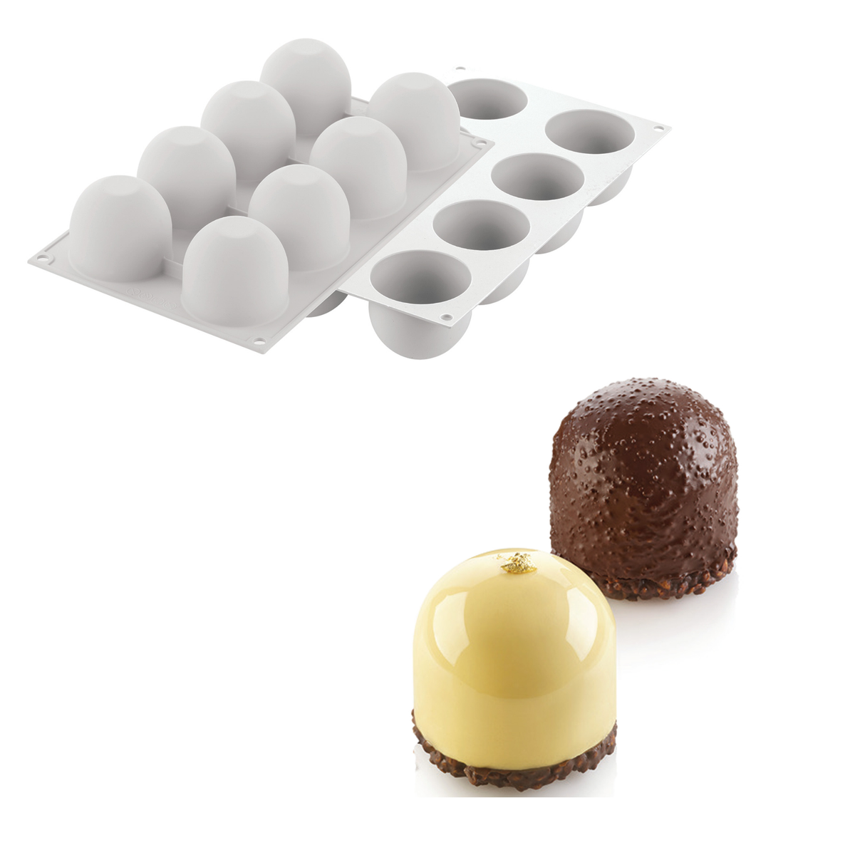 Moule silicone 8 entremets individuels forme dôme – Présentation