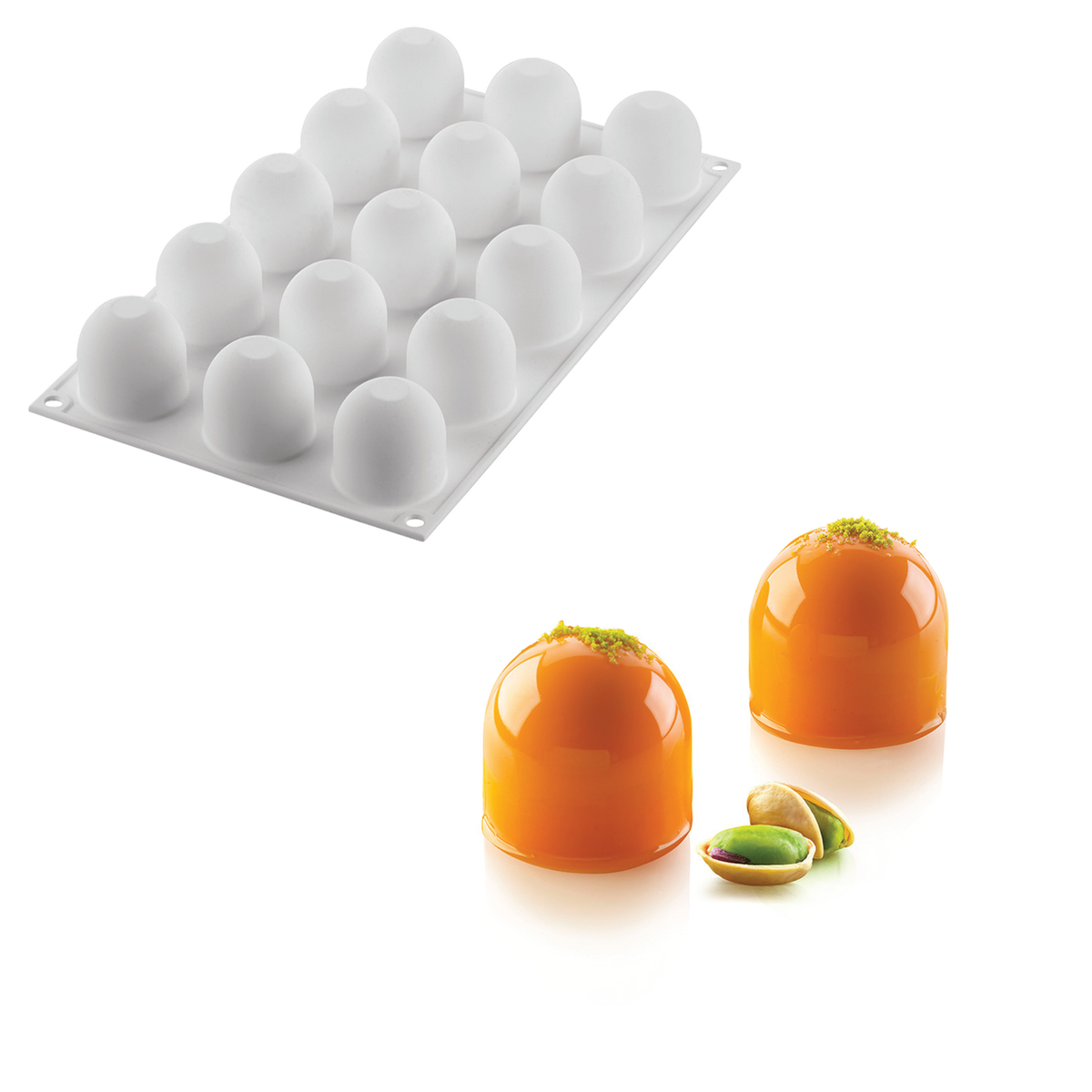Moule silicone 15 entremets individuels forme dôme – Présentation