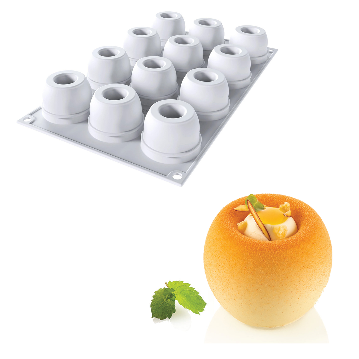 Moule silicone 12 entremets ronds avec insert – Présentation