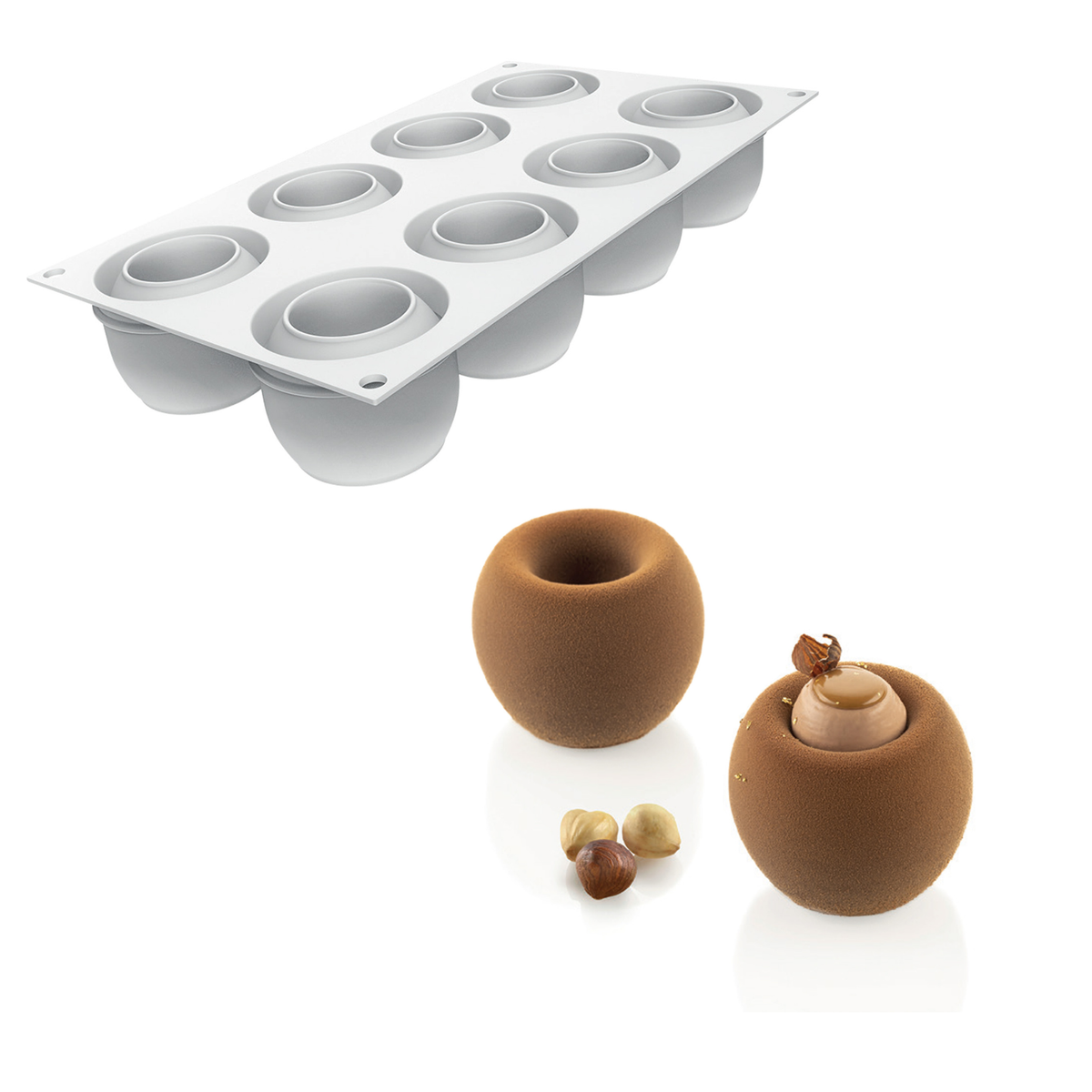 Moule silicone 8 entremets ronds avec insert – Présentation