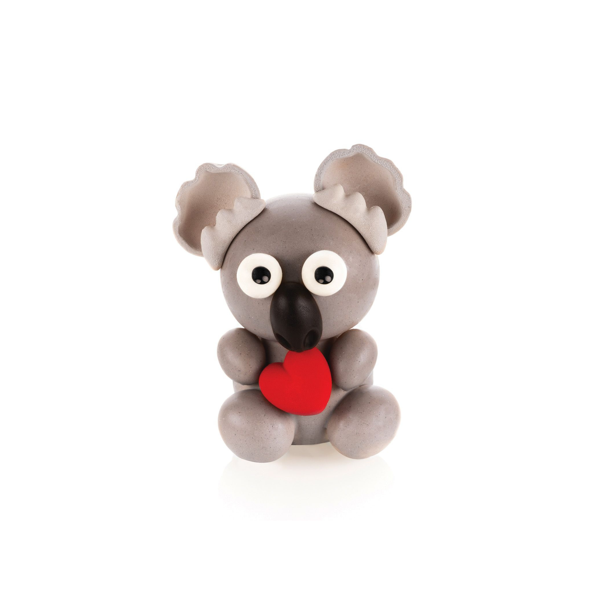 Koala en chocolat tenant un cœur rouge