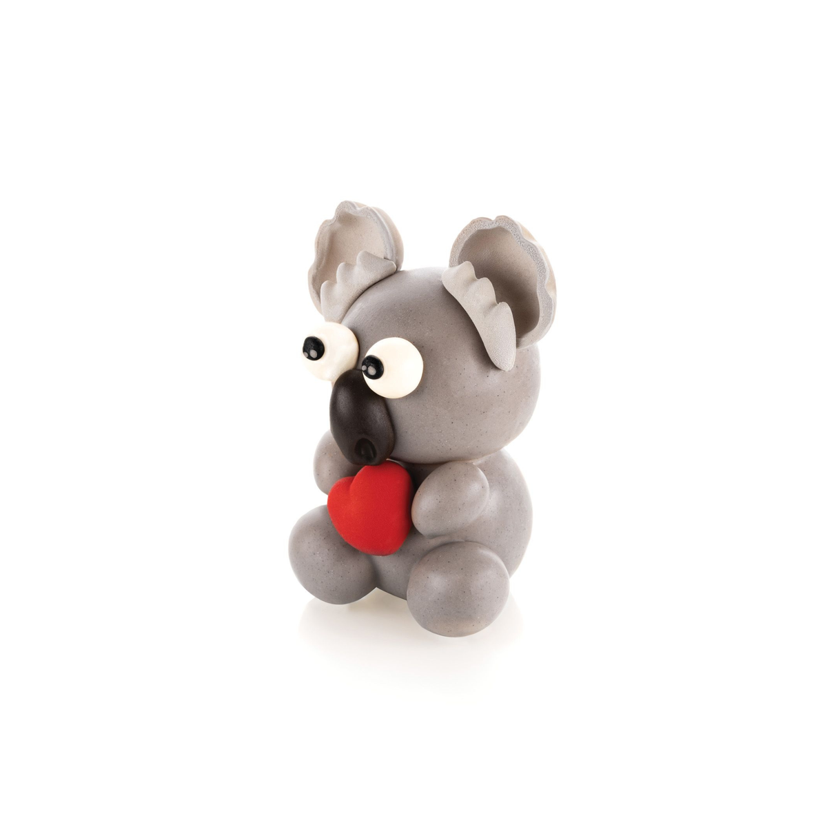 Koala en chocolat avec cœur rouge – vue de côté