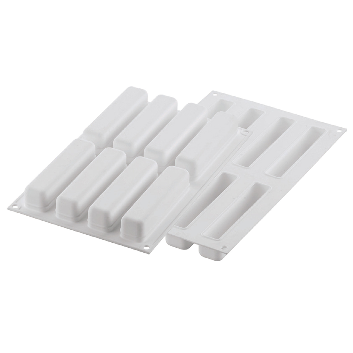 Moule silicone 8 empreintes rectangulaires – Vue avant et arrière