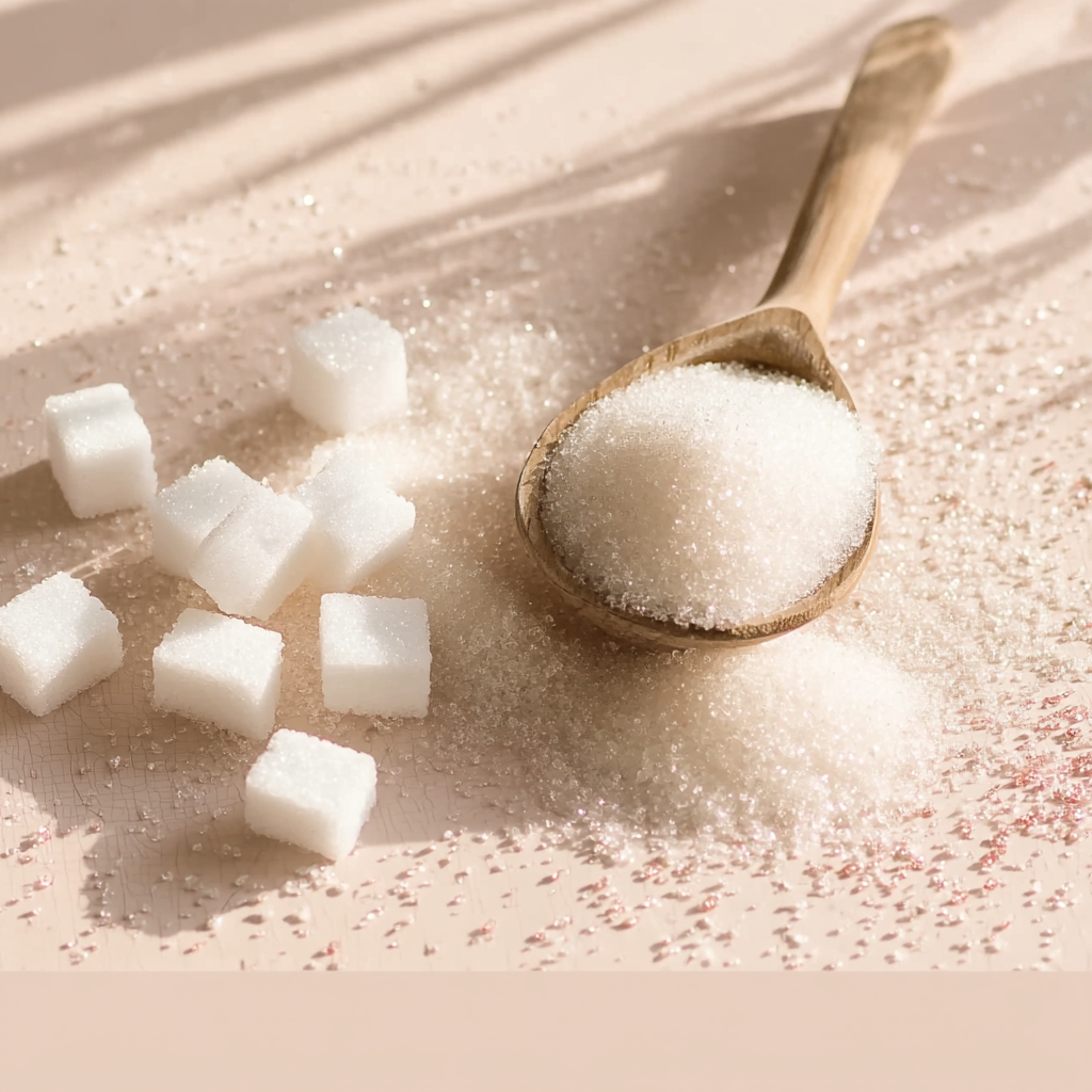 Sucre blanc en morceaux et en poudre pour pâtisserie