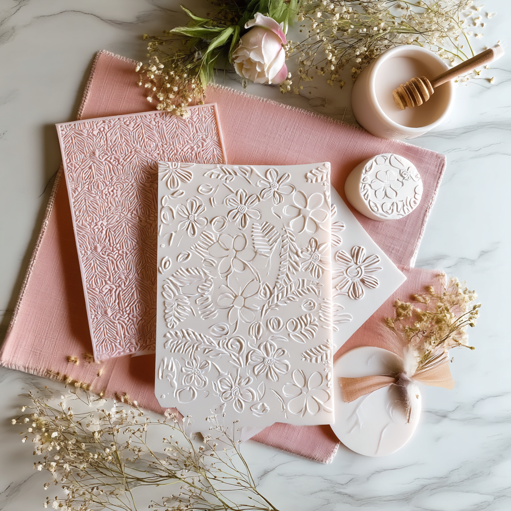 Tapis de texture à motifs floraux pour décoration de pâtisseries et créations en pâte à sucre