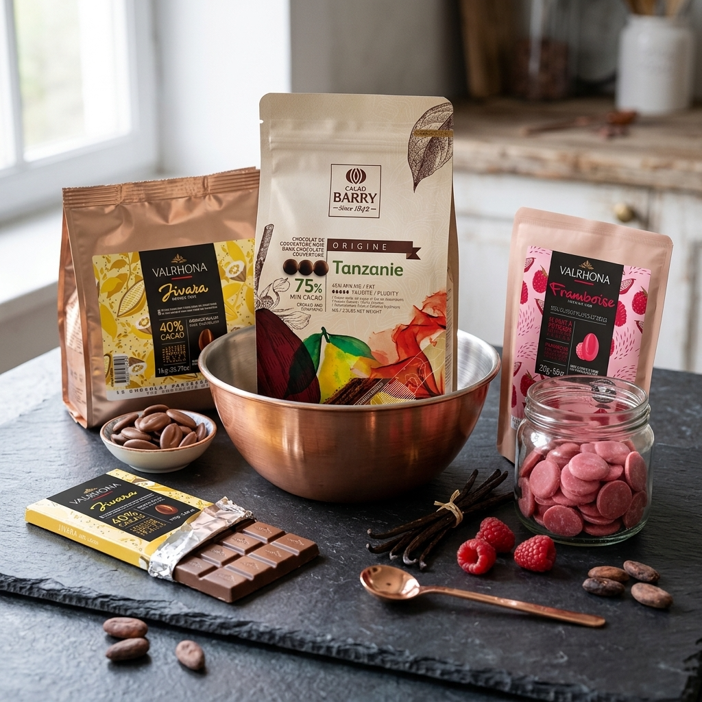 Chocolats de couverture Valrhona et Callebaut pour pâtisserie et chocolaterie