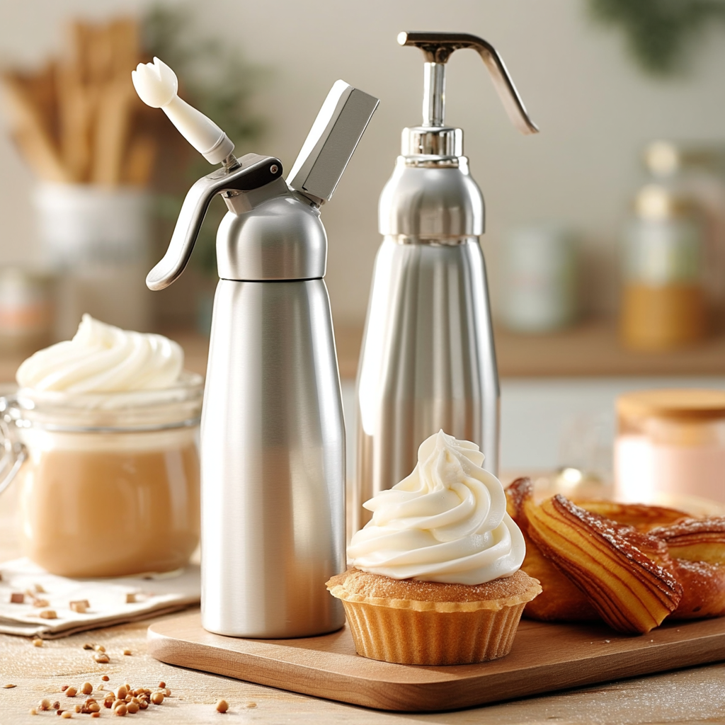 Siphons à chantilly en inox pour préparations et décors pâtissiers