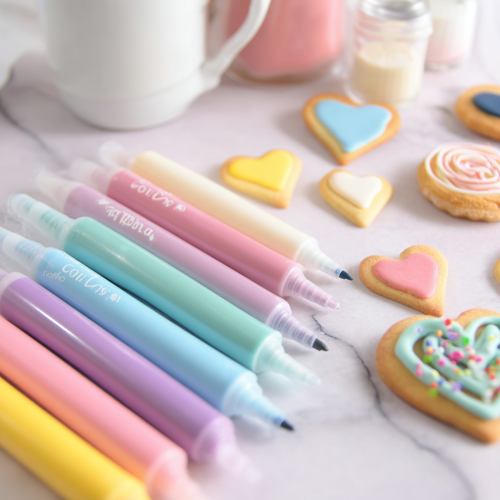 Feutres alimentaires colorés pour décorer et personnaliser biscuits, gâteaux et pâtisseries